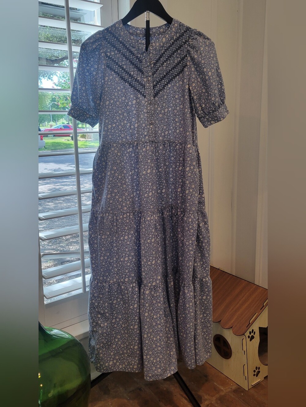 Madewell Blue Tiny Floral Tiered Maxi Dress